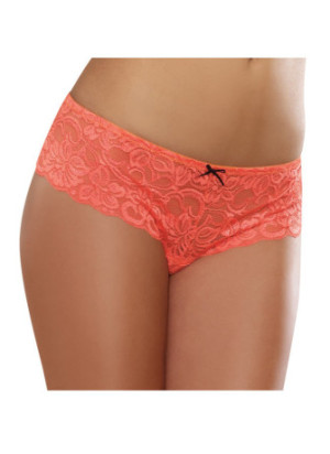 Shorty ouvert orange corail court en dentelle - DG7177COR
